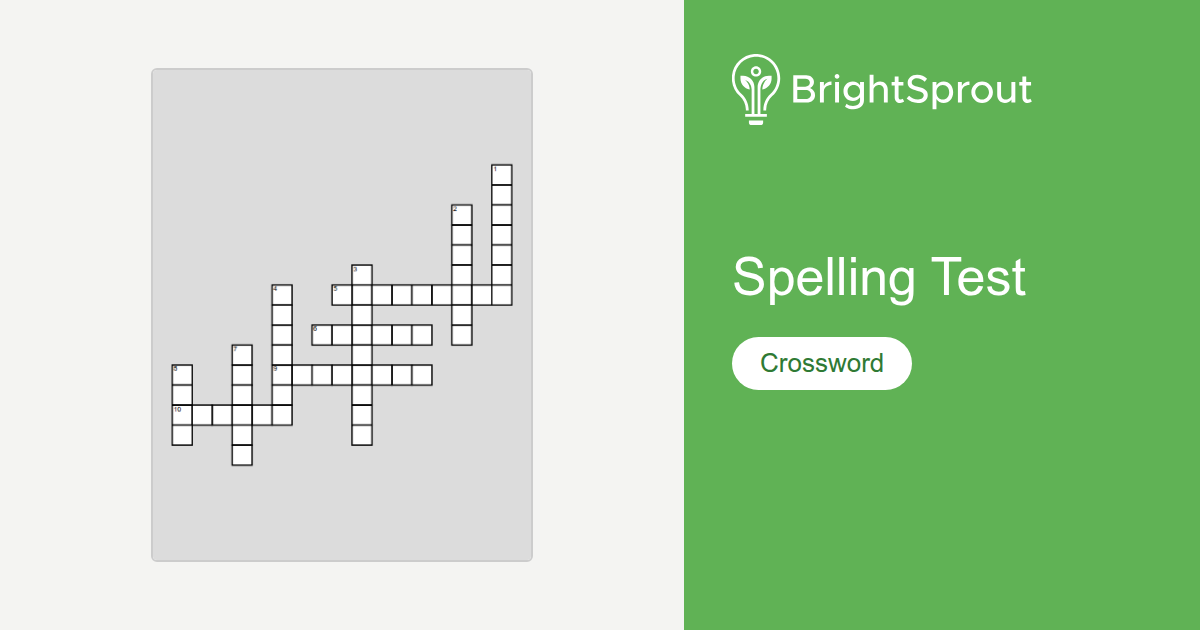 Spelling Test Crossword Puzzle - Free Printable | BrightSprout