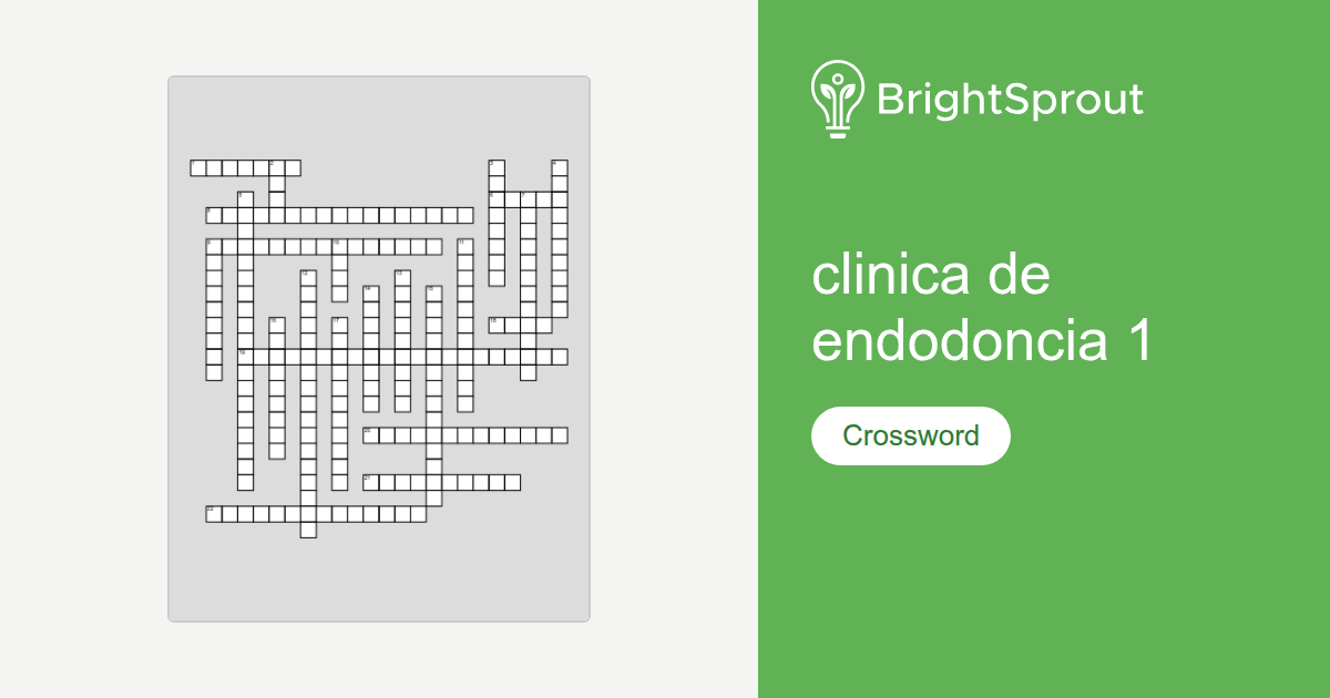 Endodontic Terminology and Dental Pulp Crossword - Free Printable ...