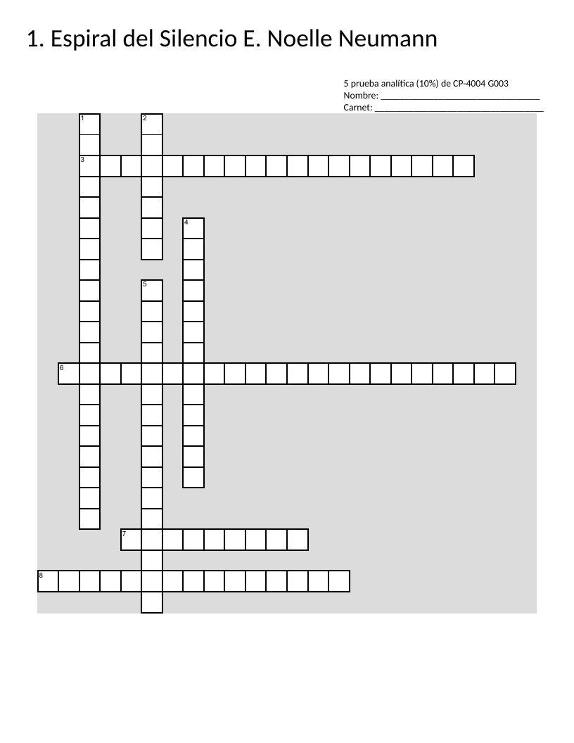 Spiral of Silence theory crossword with Spanish clues on public opinion and Noelle-Neumann.