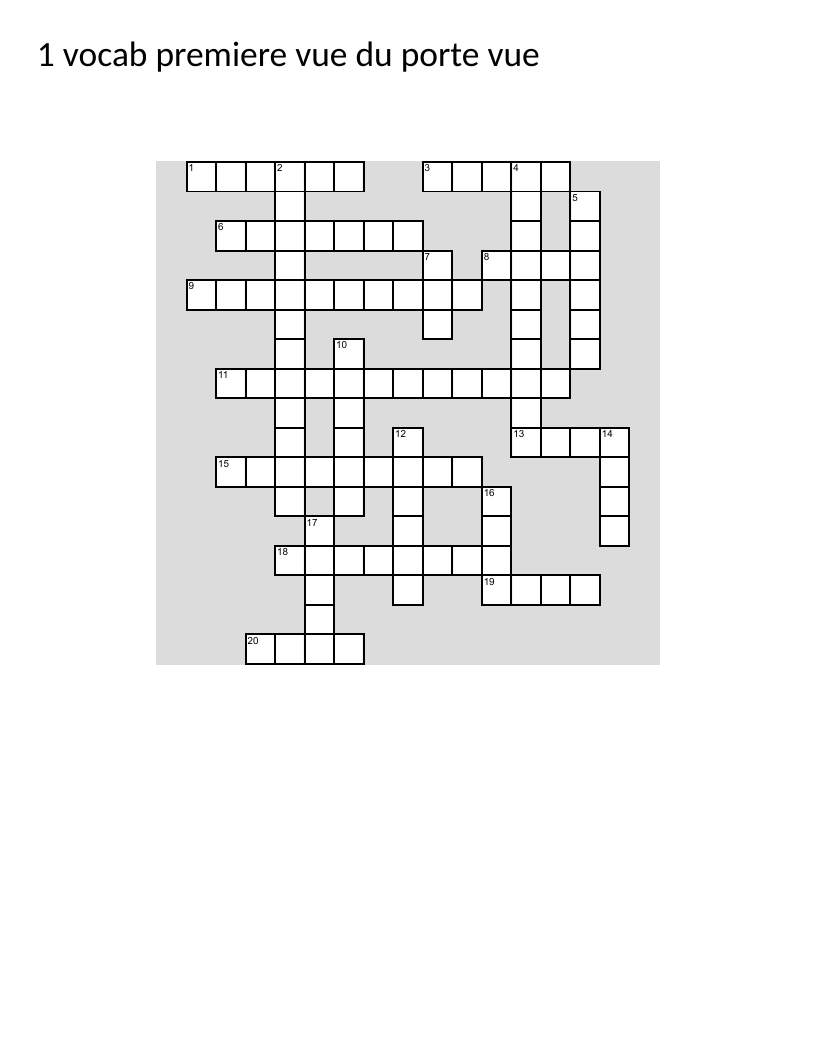 French vocabulary crossword with verbs, adverbs, and common expressions.