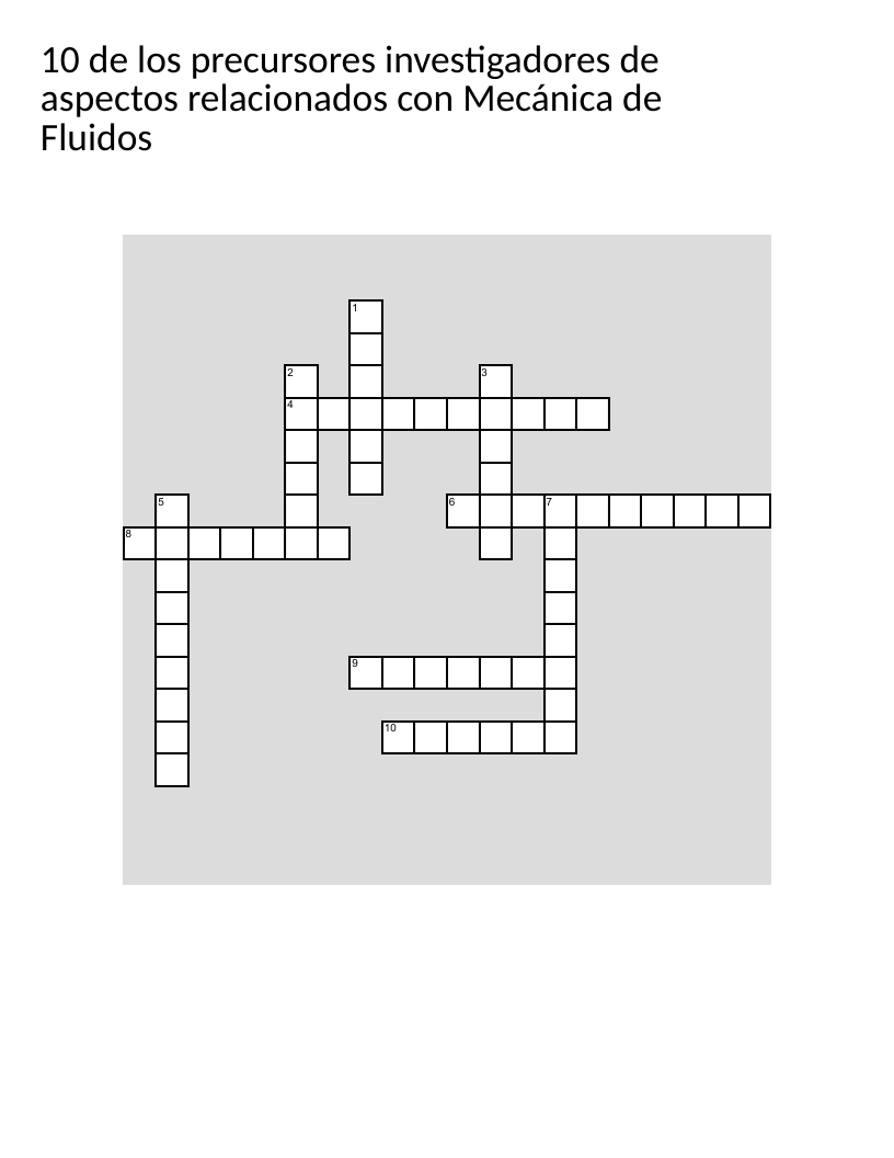 Fluid mechanics crossword with Archimedes, Bernoulli, Pascal, and Reynolds.