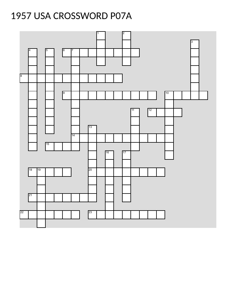 1957 history crossword with Singapore independence, pacemaker, and Frisbee clues.