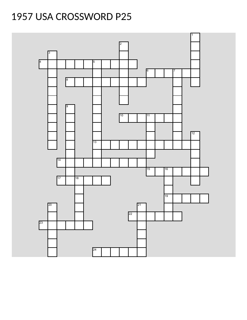 1957 historical crossword with Cold War, Eisenhower, Spirit II flight, and civil rights clues.