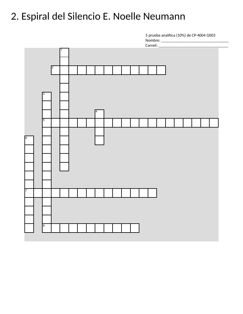 Spiral of Silence theory crossword puzzle covering public opinion and communication concepts.