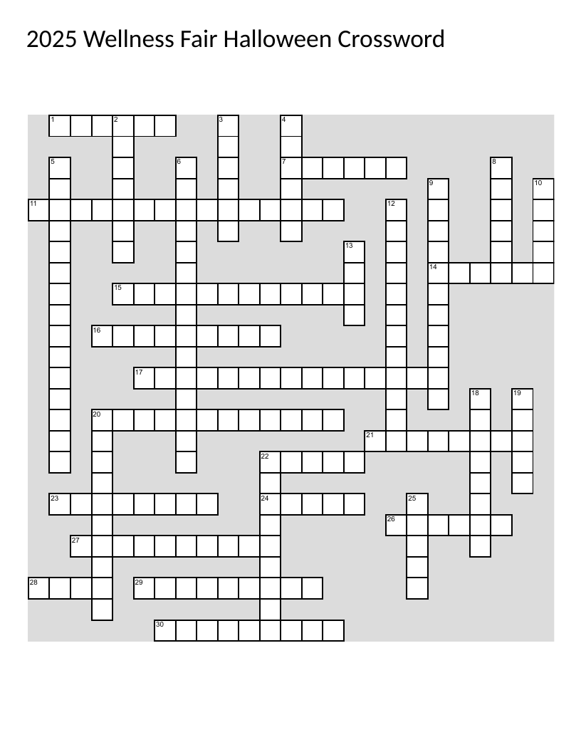 Halloween horror crossword with characters like Pennywise, Jason, Freddy Krueger, and Hannibal Lecter.