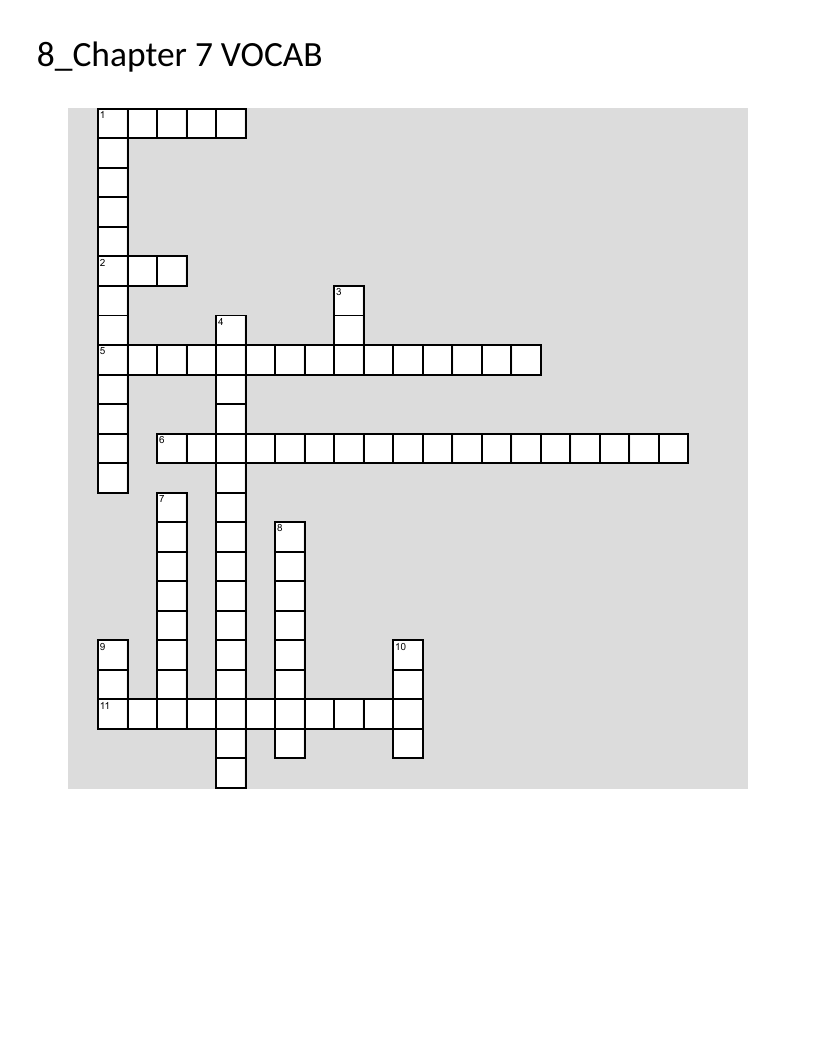Algebra crossword puzzle with exponents, scientific notation, and powers vocabulary.