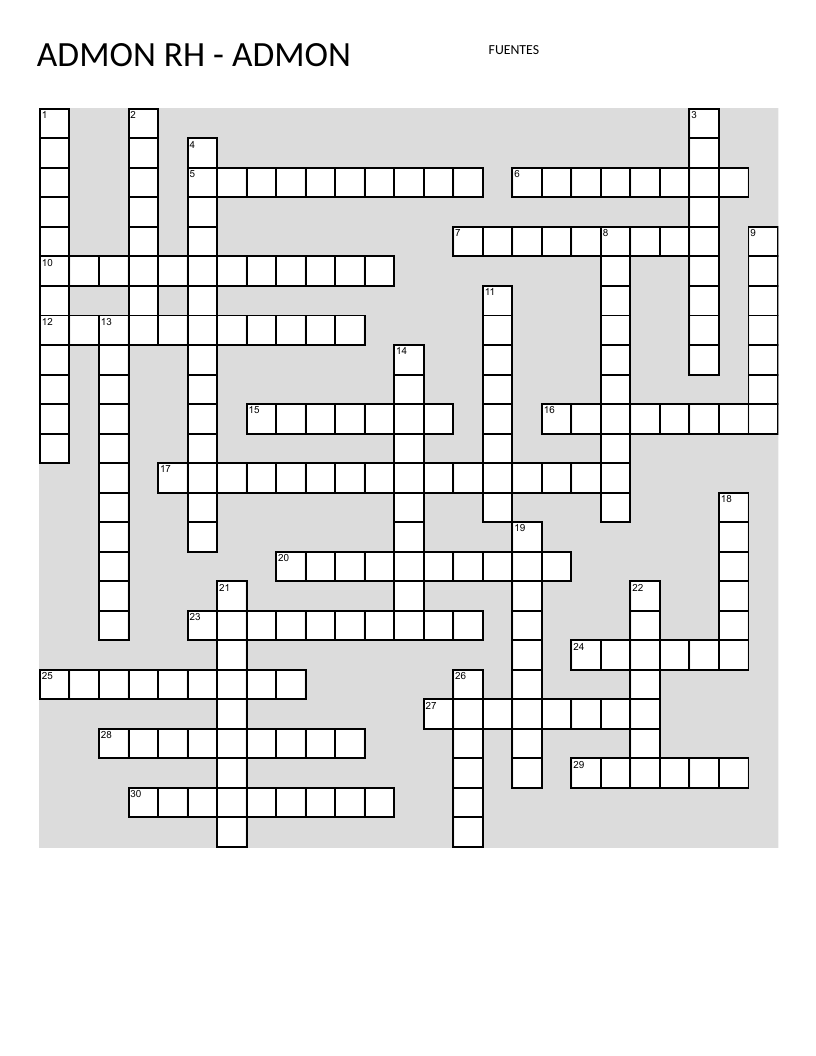 Spanish crossword on HR job valuation, compensation, benefits, and Mexican labor law.