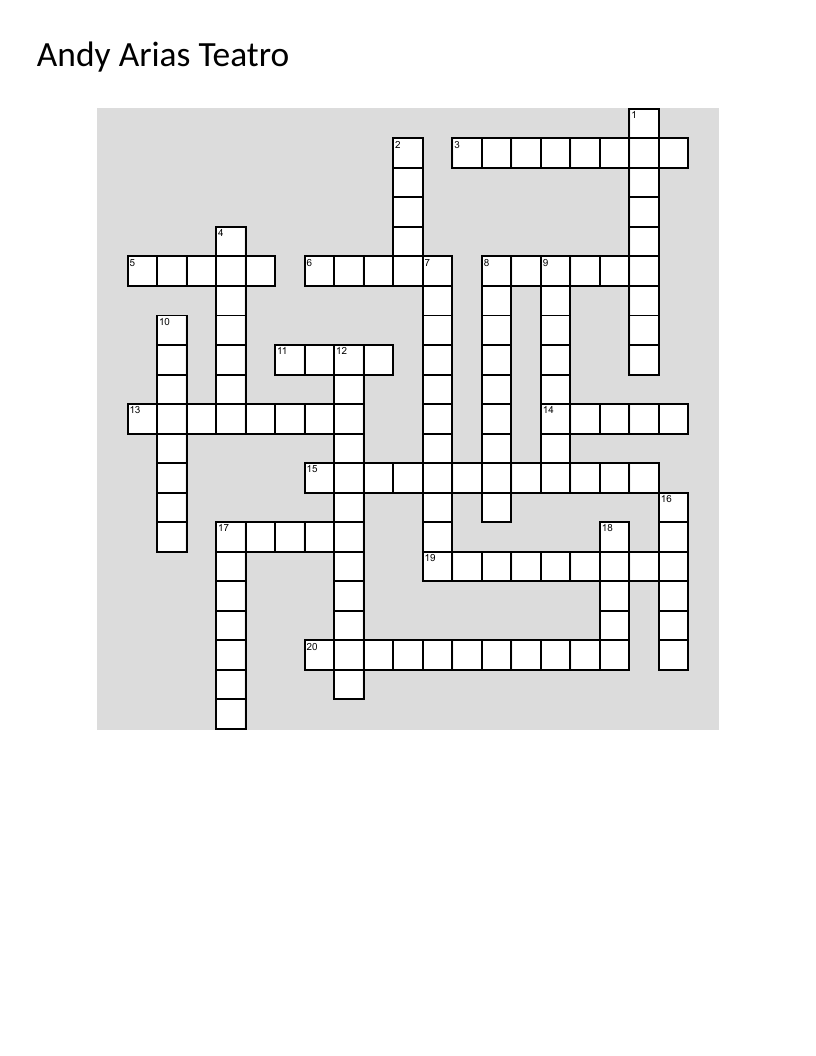 Drama and theater terminology crossword with catharsis, tragedy, and peripecia.