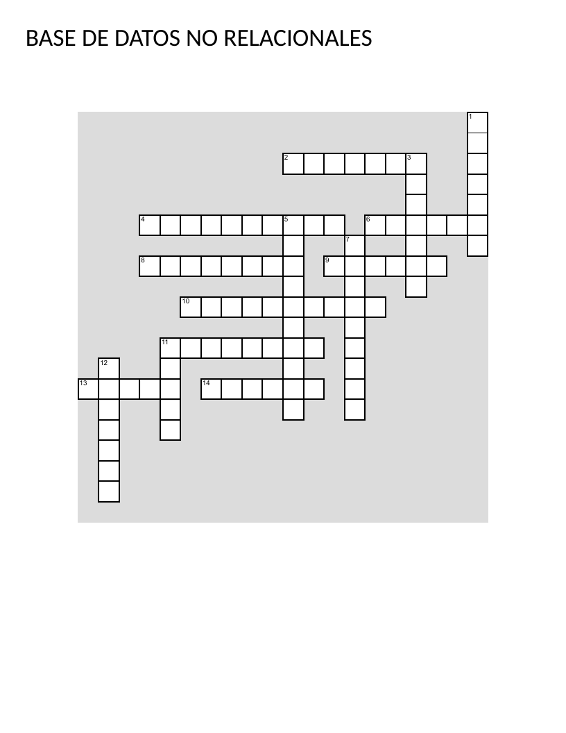 Non-relational databases crossword with NoSQL, MongoDB, and big data concepts.