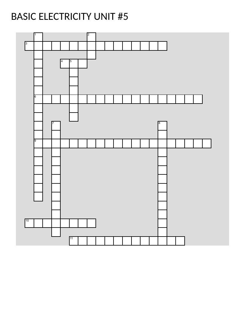 Electromagnetism crossword with electromagnets, solenoids, and magnetic flux.