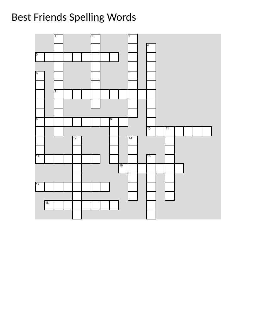 Friendship and character crossword with words like empathy, loyalty, and patience.