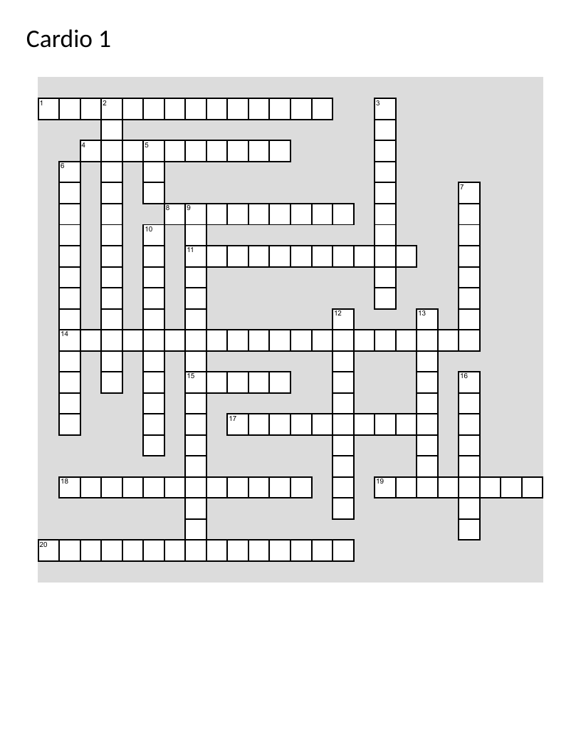 Cardiology pharmacology crossword with Spanish clues on antiarrhythmics and diuretics.