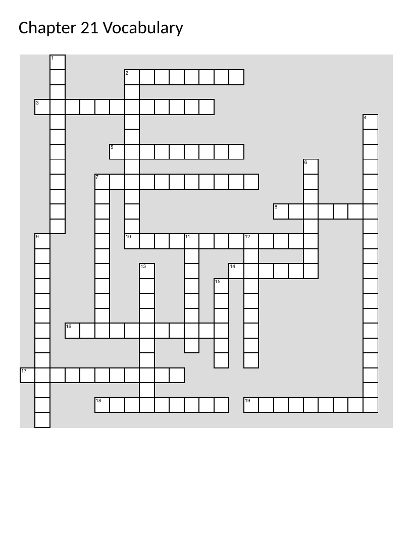 Furniture vocabulary crossword with terms like veneered wood, blinds, and mortise joint.