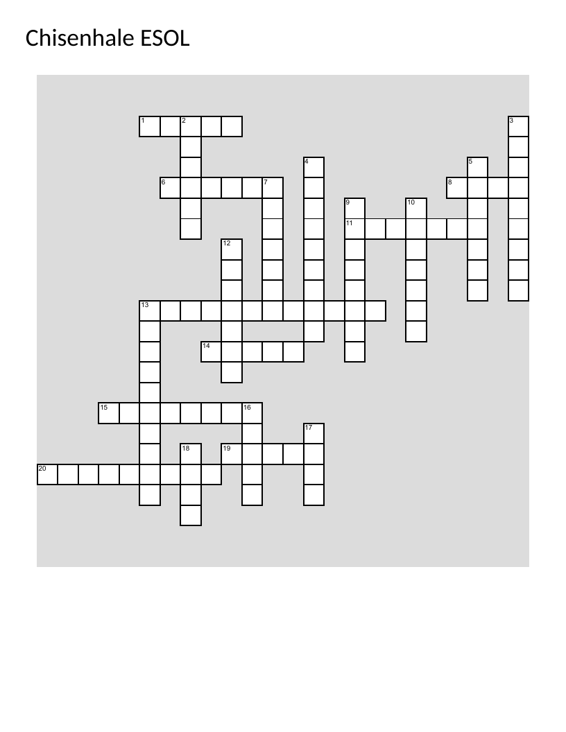 ESOL community and citizenship crossword with vocabulary about social issues and civic engagement.