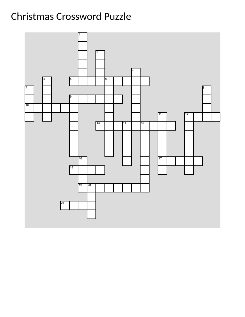 Christmas Nativity crossword with Mary, Joseph, Bethlehem, and the Magi.