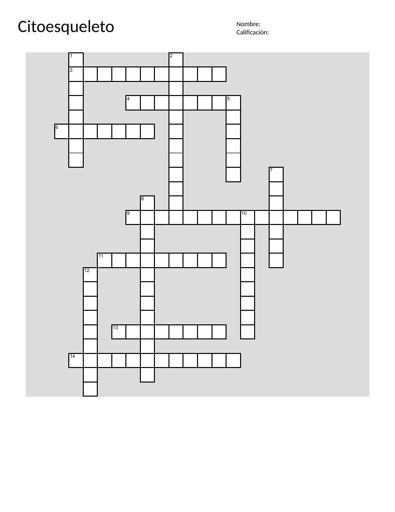 Cytoskeleton biology crossword with terms like microtubules, motor proteins, and cell junctions.