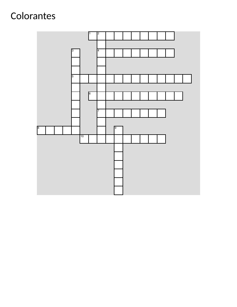 Food colorants crossword covering tartrazine, food dyes, and natural antioxidants.
