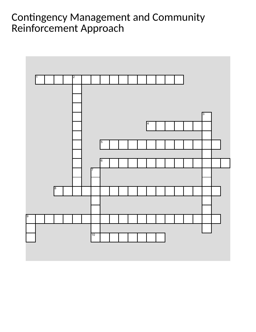 Contingency management and community reinforcement crossword for addiction treatment training.