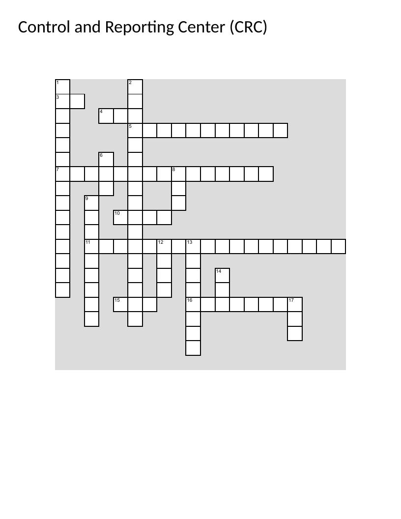Air Force Control and Reporting Center crossword with radar, communications, and tactical operations terms.