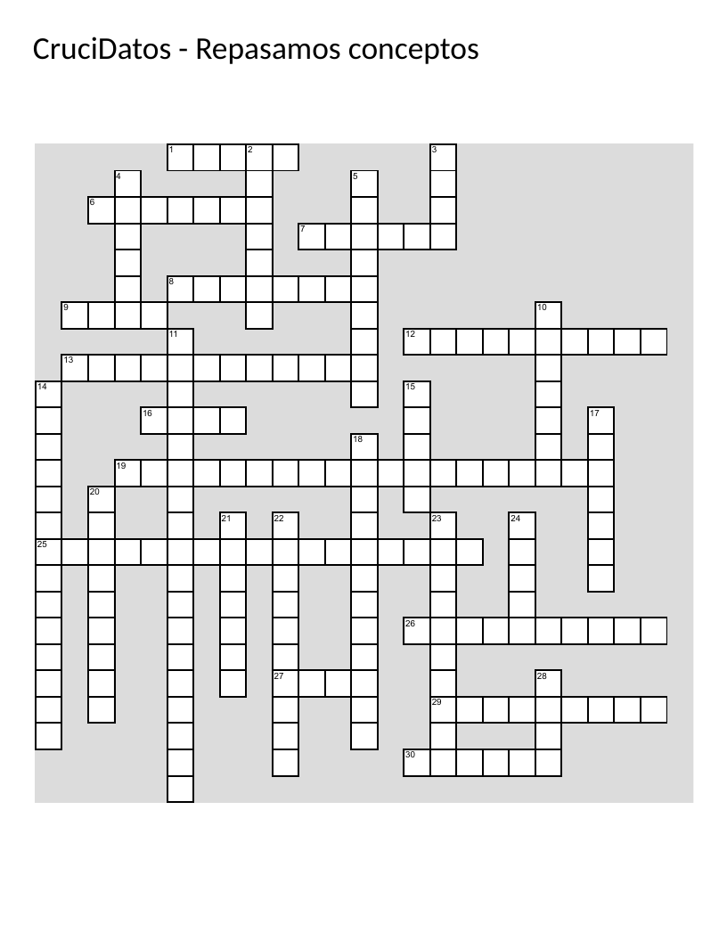 Spanish statistics crossword with vocabulary like graphs, quartiles, and frequency distribution.
