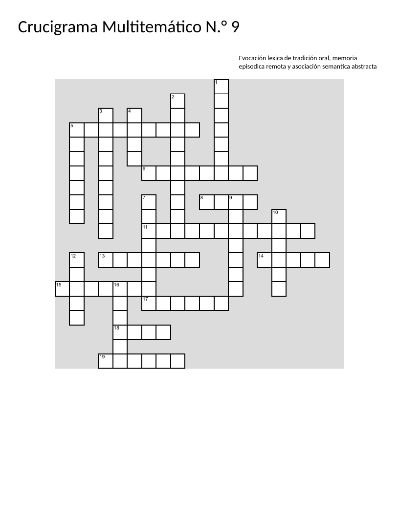 Spanish vocabulary crossword featuring tools, anatomy, animals, and Colombian culture.