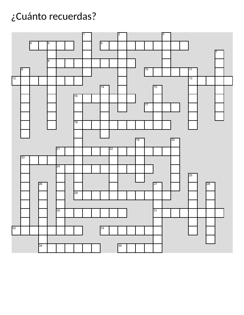 Spanish math crossword covering fractions, rational numbers, and arithmetic operations.