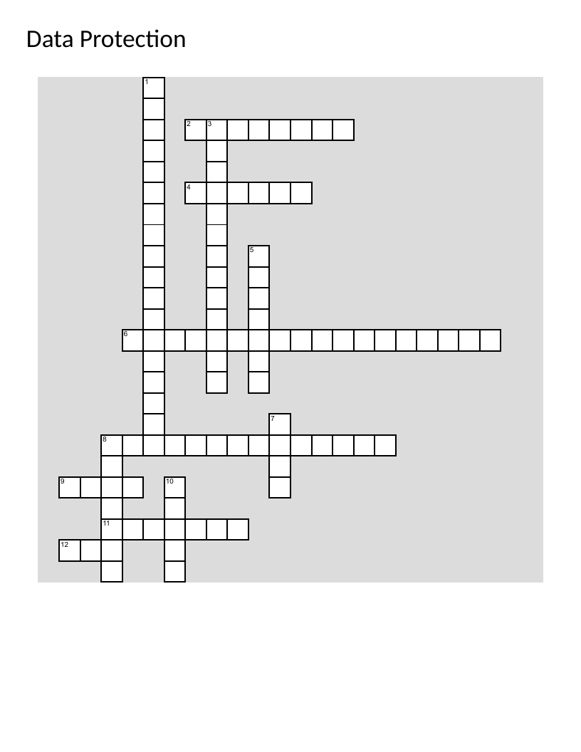Data protection compliance training crossword with DPP checks and breach protocols.