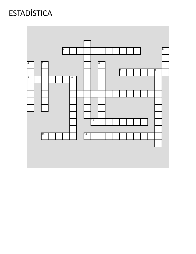 Spanish statistics crossword with vocabulary like inferencial, muestra, and mediana.