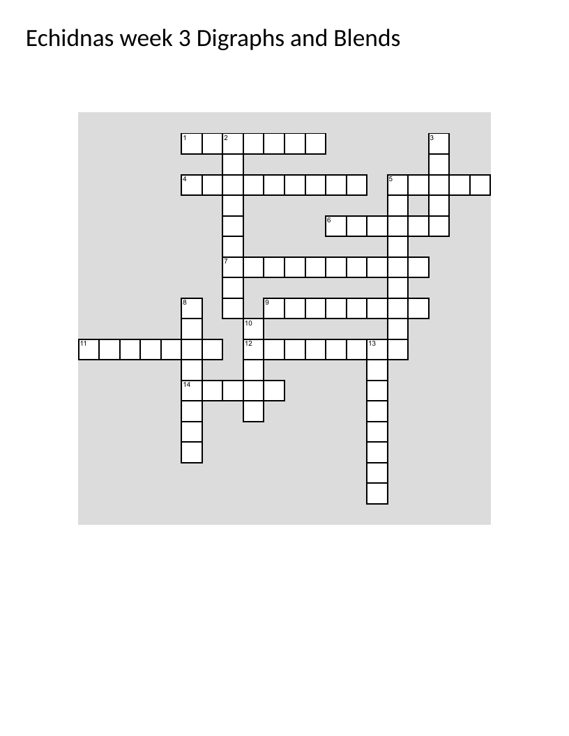Digraphs and blends crossword with words like photograph, biography, and laughter.