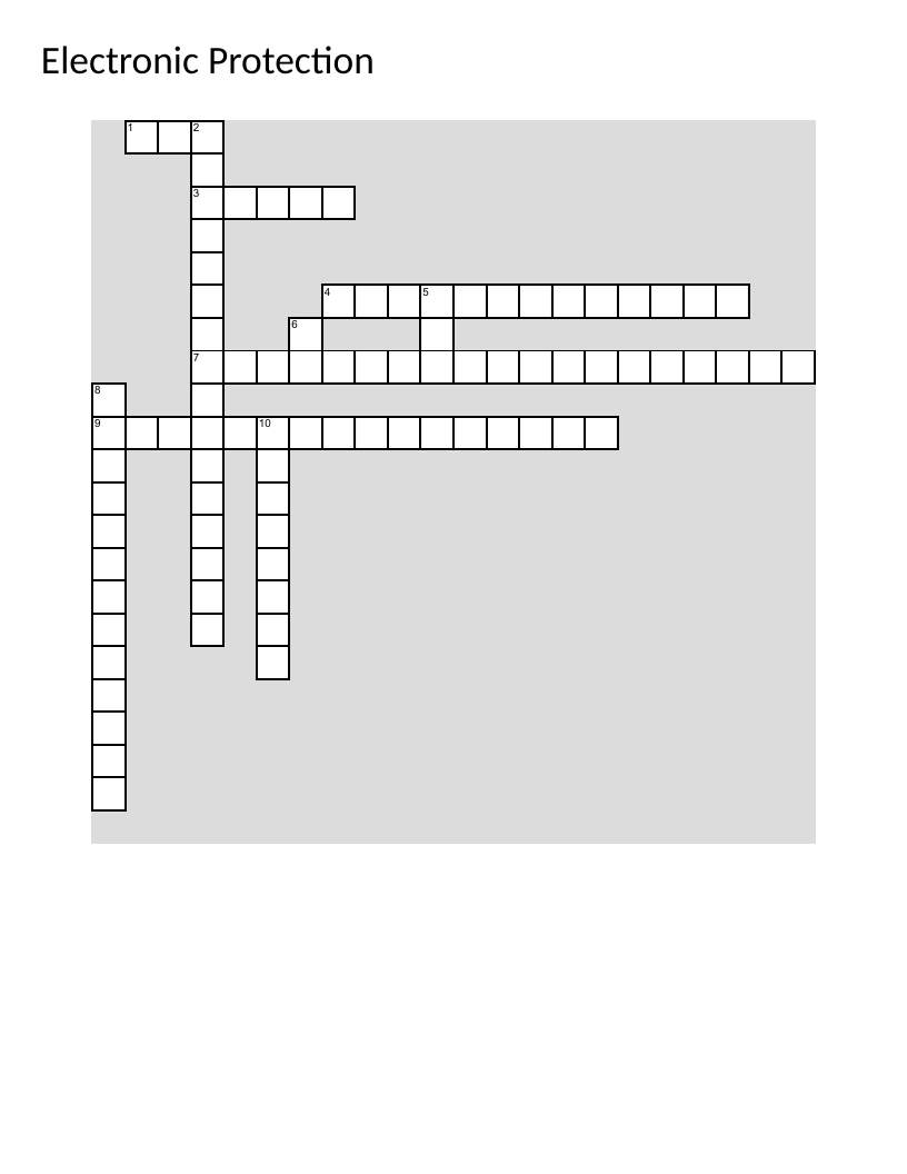 Electronic warfare and protection crossword puzzle featuring radar, jamming, and EMCON concepts.