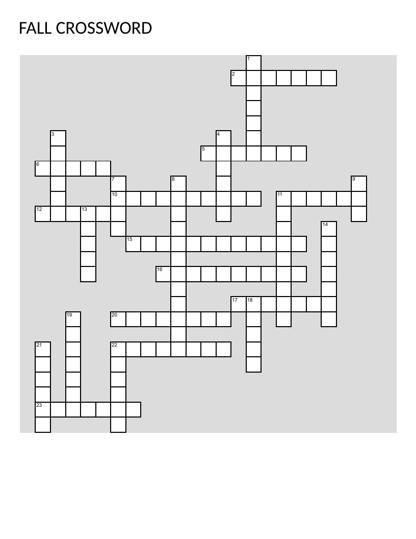 Fall and Halloween vocabulary crossword with pumpkins, witches, and scarecrows.
