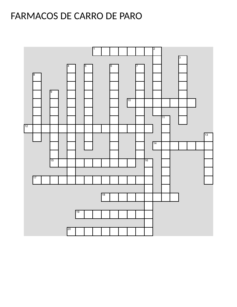 Emergency medications crossword in Spanish with epinephrine, amiodarone, and resuscitation drugs.
