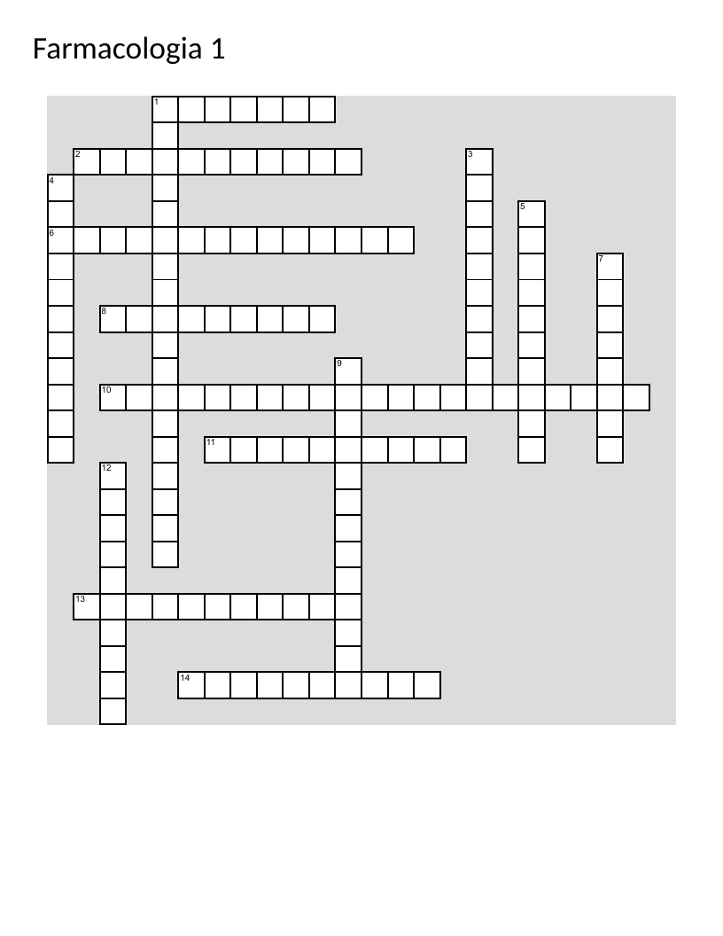 Pharmacology crossword in Spanish with drug names like codeine, nitroglycerin, and haloperidol.