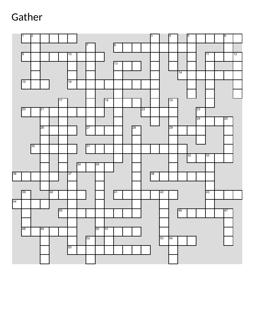 Nature crossword with ecology words: petrichor, murmuration, chlorophyll, ecosystem.