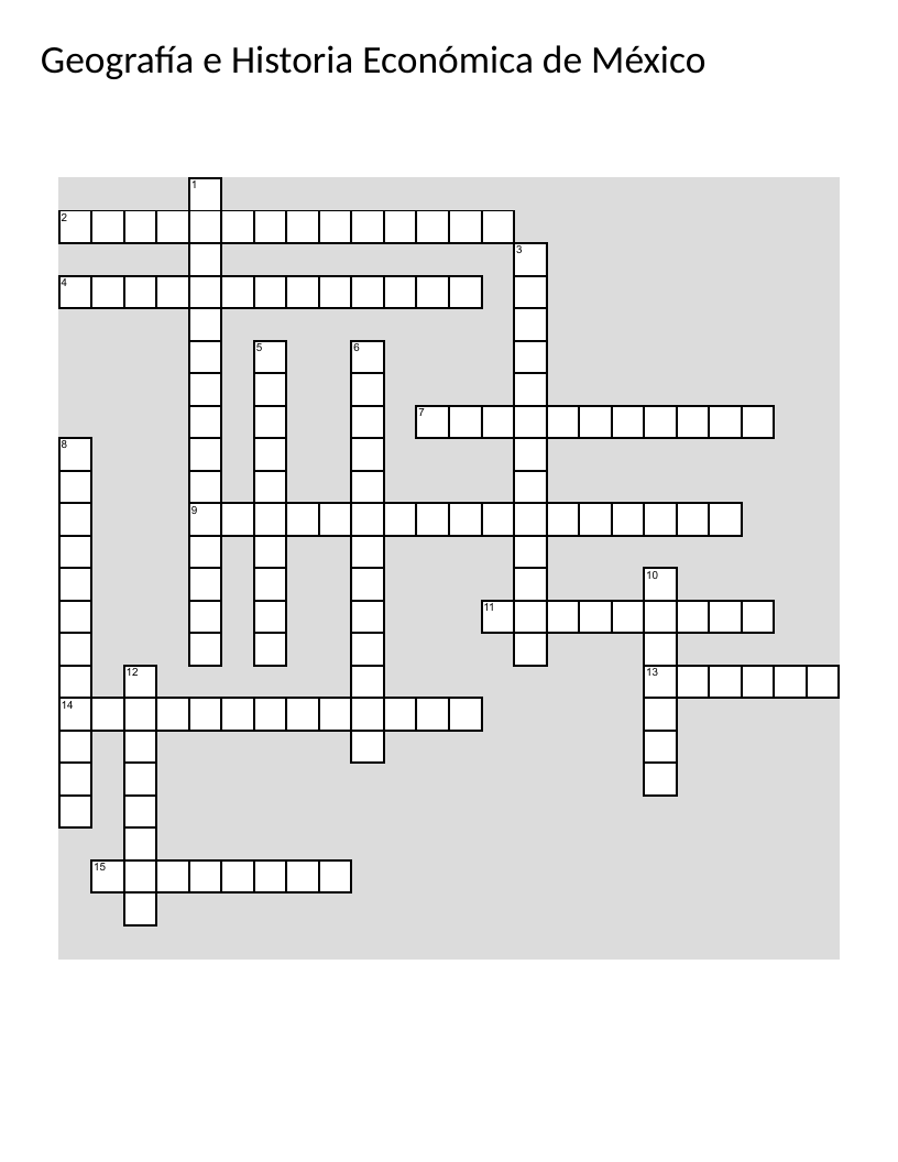 Mexican economic history crossword with Spanish vocabulary on neoliberalism, industrialization, and globalization.