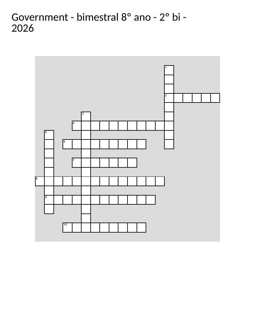 Government structures crossword with branches, leaders, and constitution vocabulary.
