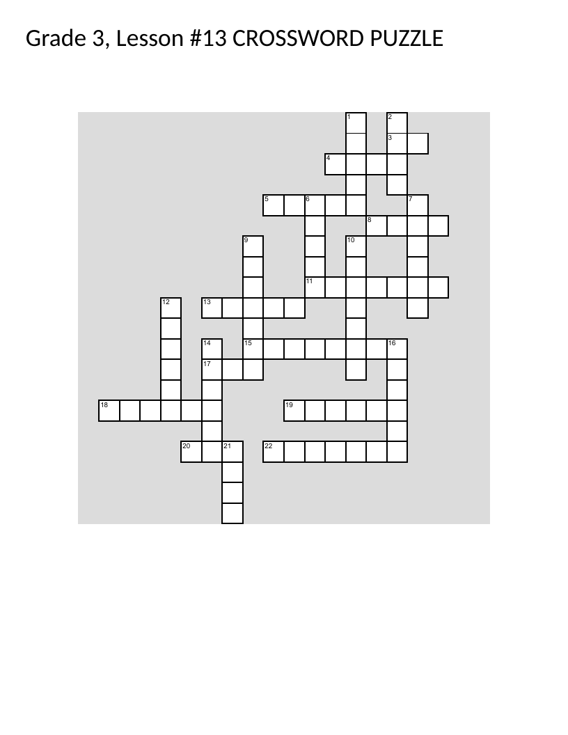 Grade 3 crossword puzzle with contractions and vocabulary words like steep and mist.