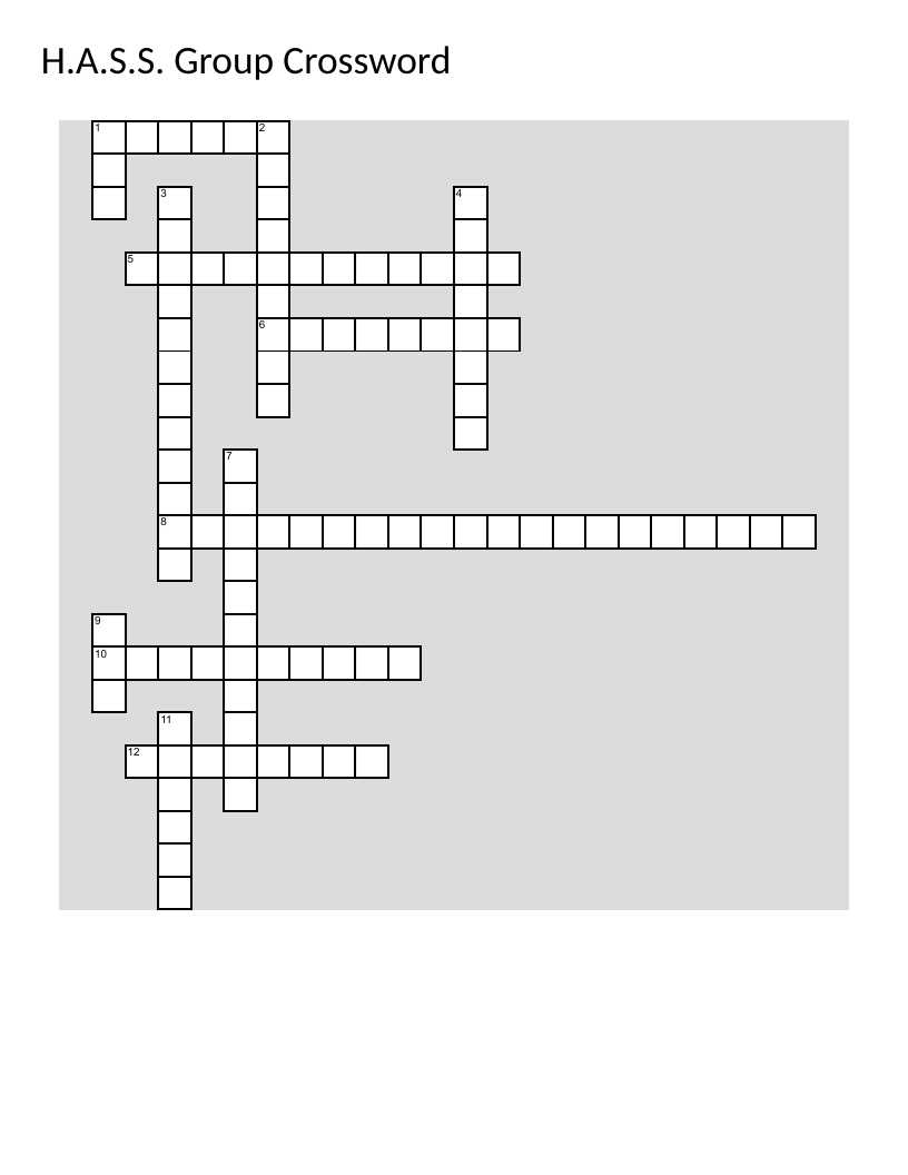 H.A.S.S. Group hearing healthcare company crossword puzzle.
