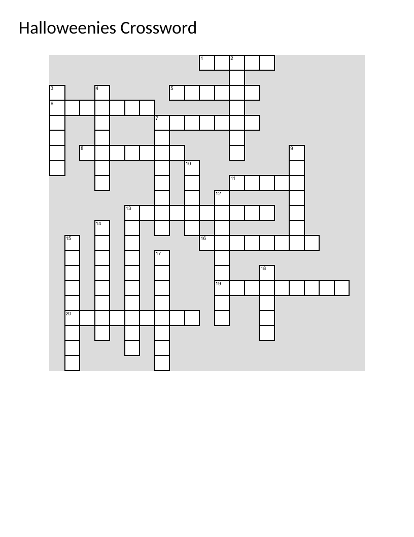 Halloween crossword with pumpkins, witches, vampires, and spooky seasonal vocabulary.
