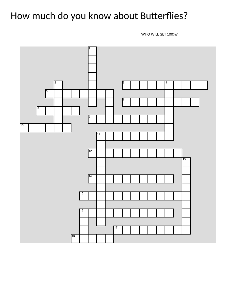 Butterfly crossword with Monarch, milkweed, and metamorphosis.