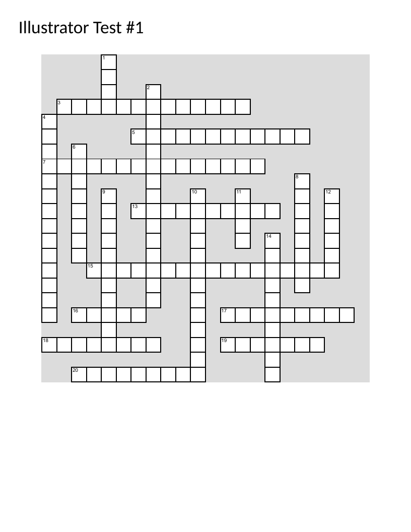 Adobe Illustrator crossword with vector graphics, pen tools, and design vocabulary.
