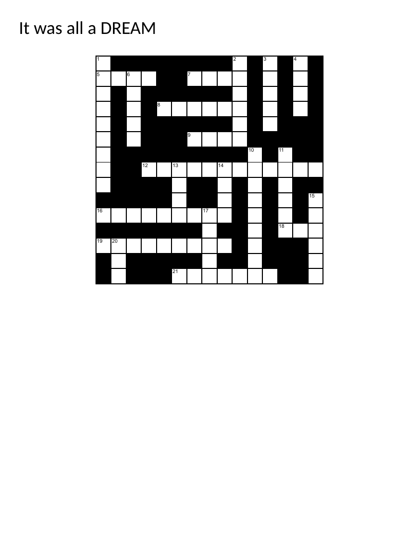 Dance crossword with ballet, contemporary, and hip-hop terminology and movements.