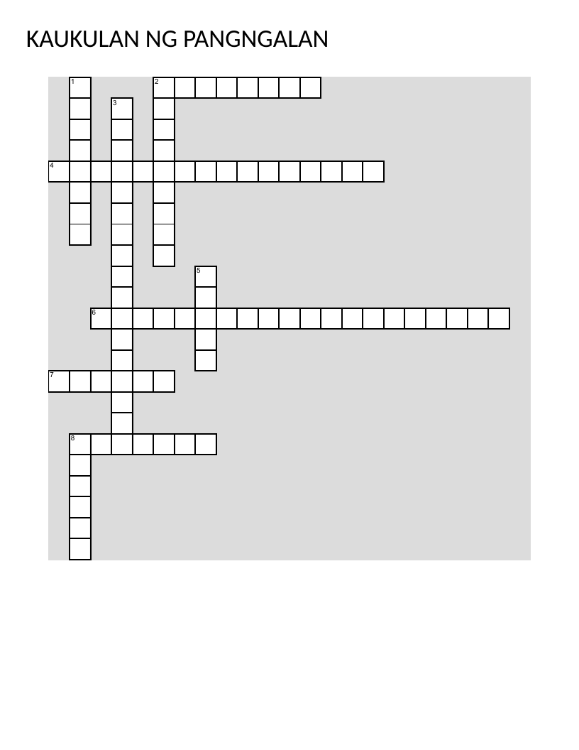 Tagalog grammar crossword on noun functions and sentence roles.