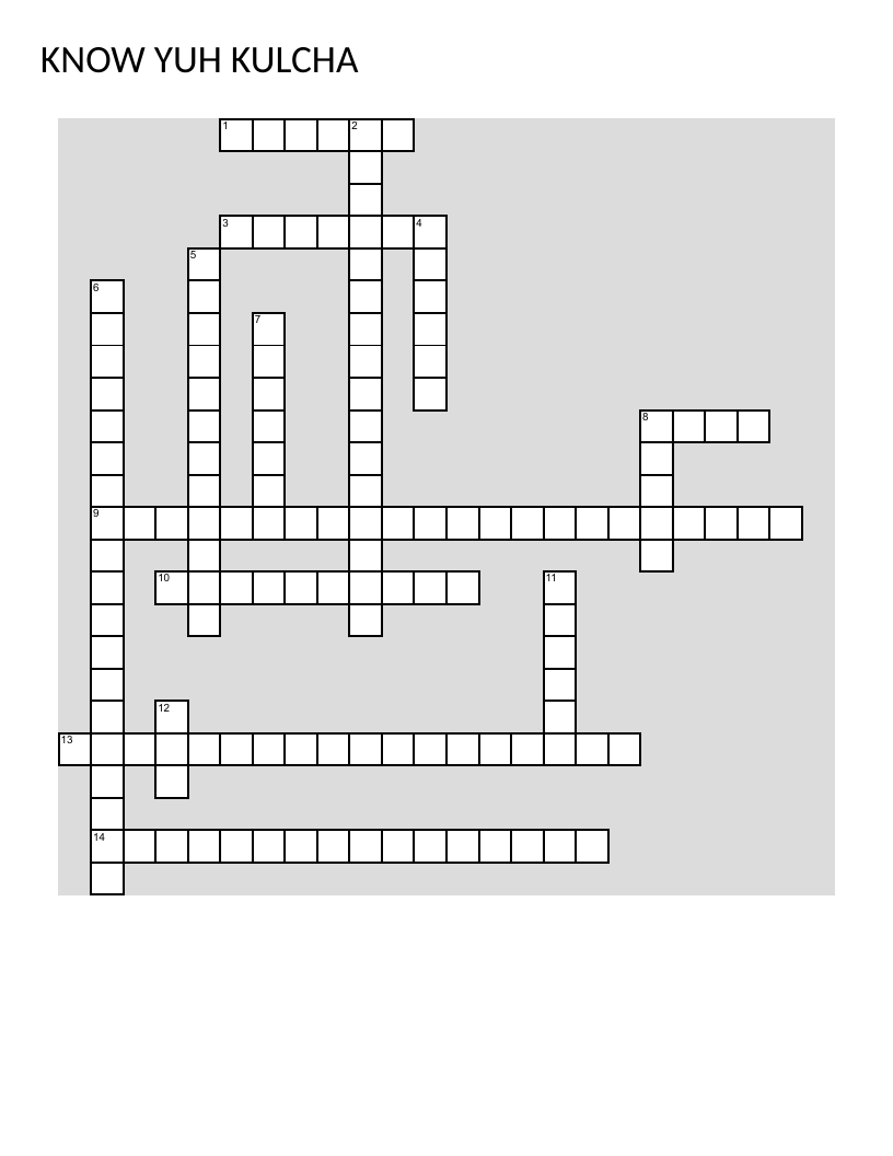 Jamaica culture and history crossword with clues about Patois, reggae, and Blue Mountain Peak.
