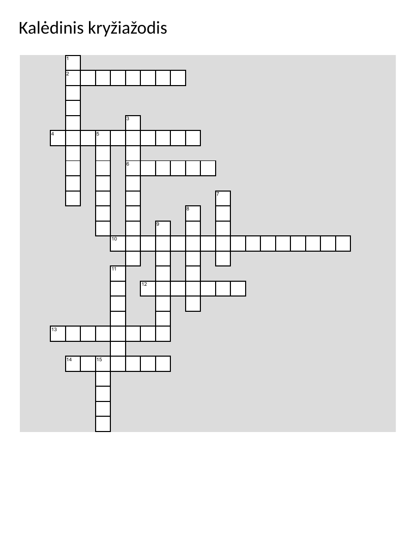 Lithuanian Christmas crossword with holiday words like Advent, nativity, and candy canes.