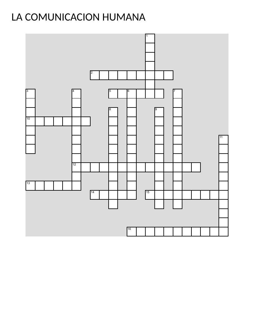 Spanish communication crossword with concepts like semantic noise, code, and attitude.