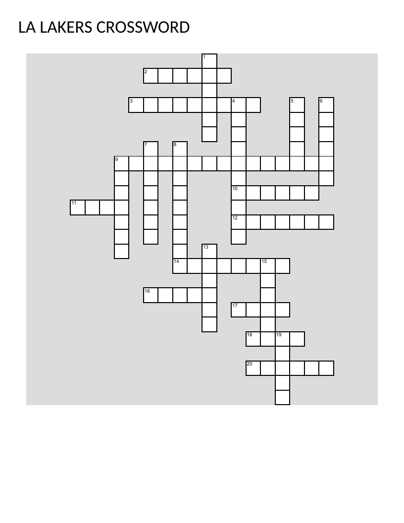 LA Lakers basketball crossword with Hall of Famers, championship history, and iconic plays.