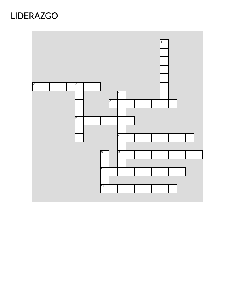 Spanish leadership crossword with words like integrity, empathy, and respect.