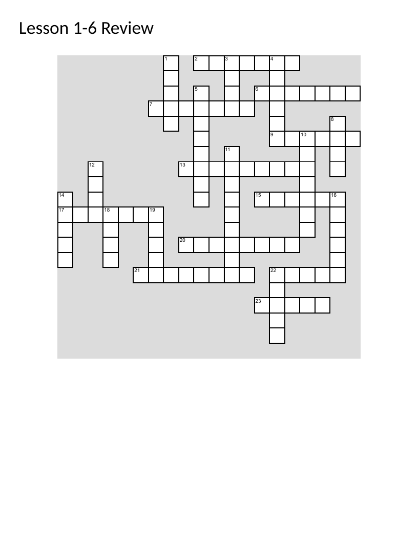 ESL vocabulary review crossword with words like dentist, weekend, and breakfast.