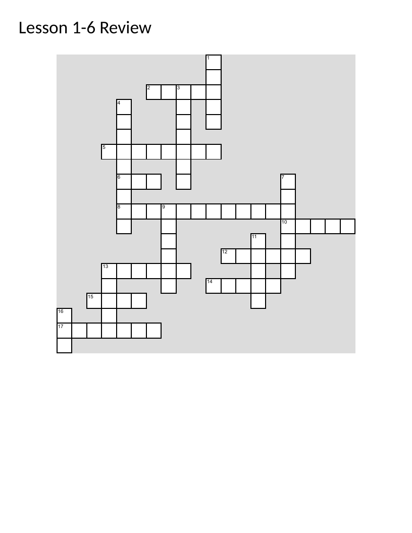 English vocabulary crossword puzzle with everyday words for ESL students.
